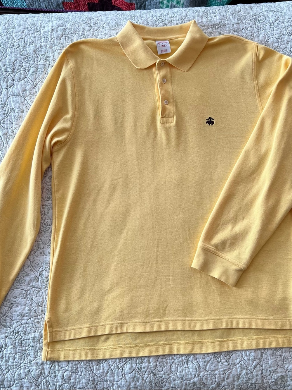Brooks Brothers Lemon Yellow Long-Sleeve Men’s Polo Preppy Old Money Classic